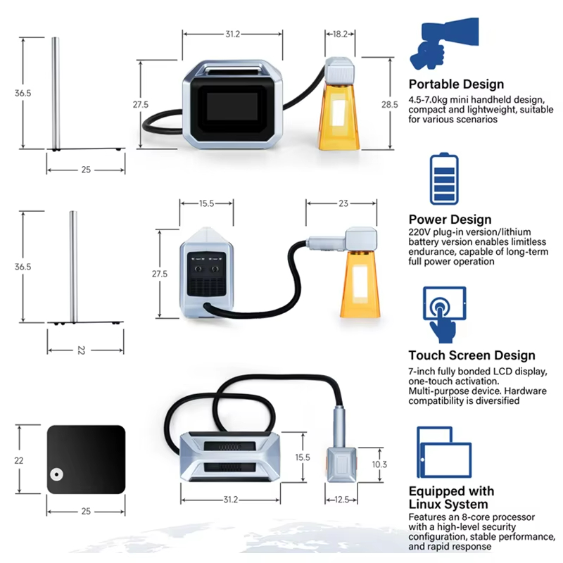 Portable20W/30W/50W Mini Hand-Held Fiber Laser Marking Machine Rubber Tyre Advertising Company JPT Source Laser Printer